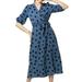 Summer Womens Sexy V Neck Wrap Dress Dot Print Half Sleeve Party Cocktail Dress with Belt Elegant A Line Dress