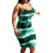 Women Stripe Tie Dye Dress Summer Crew Neck Sleeveless Mini Dress Summer Party Club Dress