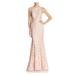 AQUA Womens Pink Lace Sleeveless Jewel Neck Full-Length Mermaid Formal Dress Size 0