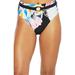 Trina Turk Swimwear Seychelles High Waist Bikini Bottom with Faux Belt & Tortoise Ring, Moderate Coverage