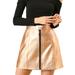 Women's Metallic A-Line Zipper Front High Waist Mini Skirt