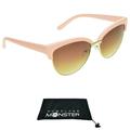Sunglass Monster Women Bifocal Sunglasses with Cat Eye Half Horn Rim Pink Frame