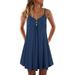 Summer Dress for Women Summer Pleated Mini Short Dress Girls Casual Loose Chic Holiday Beach Sun Dress