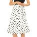 Allegra K Junior's Polka Dots Belted Elastic Waist A-Line Midi Skirt