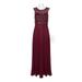 Decode Scoop Neck Sleeveless Illusion Embellished Bodice Zipper Back Mesh Chiffon Dress-WINE