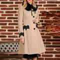 Women Solid Patchwork Plush Removable CollarPockets Long Sleeve Jacket Long Coat