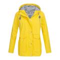 Fashion Women Hooded Jacket Waterproof Solid Long Sleeve Zip Rain Outerwear