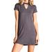 Loving People Solid Front Keyhole Flare Dress, Small, Cement Gray