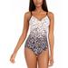 Calvin Klein NEW NECTAR OMBRE JAGUAR Twist-Front One-Piece Swimsuit, US 4