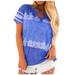 Women Summer O-Neck Sexy Gradient Print Regular Women Short Seleves Top