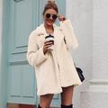 Tomshoo Women Faux Fur Coat Jacket Warm Fleece Long Sleeves Notched Lapel Collar Solid Vintage Furry Casual Long Overcoat Outwear Beige