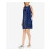 VINCE CAMUTO Womens Blue Printed Sleeveless Keyhole Above The Knee Shift Dress Size 2XS