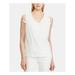 RALPH LAUREN Womens White Tassel-trim Sleeveless V Neck T-Shirt Top Size L