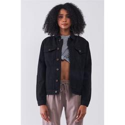 Black Oversized Long Sleeve Classic Denim Jacket M