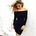 Autumn and Winter Long Sleeve Dresses Sexy Off Shoulder Bodycon Party Dresses Women Dress Warm Robe Vestidos Plus Size