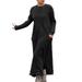 Tuscom Women Round Neck Long Sleeve Pullover Lace Loose Large Size Dress