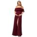 Ever-Pretty Women's Ruffles Empire Waist Maternity Dress for Baby Shower or Casual Wear 0968YF Burgundy US6