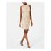 CALVIN KLEIN Womens Beige Sequined Embroidered Sleeveless Knee Length Sheath Cocktail Dress Size 14