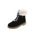 UKAP Women's Snow Boots Winter Waterproof Slip On Boots Lace Up Leather Warm Fur Lined Anti-Slip Platform Booties Plush Shoes Outdoor