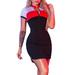 FASHIONWT Women Colorblock Short Sleeve Mini Dress Holiday Casual Bodycon Dress