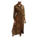 French Connection Womens Animal Print Tie Waist Shirtdress