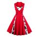 Womens Cut Out Polka Dot Swing Elegent Vintage Sleeveless V-Neck Vintage Casual Cocktail Party 1950 Retro Bridesmaid Dress