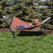 Arlmont & Co. Harrington Quilted Double Spreader Bar Hammock w/ Stand Polyester | 52.5 H x 124 W x 55 D in | Wayfair