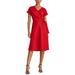 Lauren Ralph Lauren Womens Linen Faux Wrap Midi Dress 18 Red