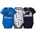 NFL Los Angeles Chargers Baby Boys 3-Pack Short Sleeve Bodysuit Set
