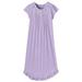 AmeriMark Women's Embroidered Knit Night Gown - Long Partial Button Front Dress