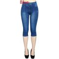 Women Printing Jeggings Capri Leggings Slim 3/4 Skinny Pants