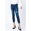 Kan Can Women's Low Rise Ankle Skinny Jeans - Distressed - KC6050