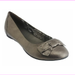 Clarks Women's Bendables Poem Court Leather Flats Bow Detail, Silver, Size 6.5M