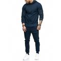 Mens Solid 2 Piece Long Sleeve Zipper Tracksuit Winter Workout Running Pockets Hoodie Athletic Elastic Drawstring Sweatpants