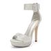 DREAM PAIRS Women's Open Toe Ankle Strap Stilettos Heel Sandals Party Wedding Pumps High Shoes ONEDA-3 SILVER/GLITTER Size 8.5