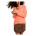 FRESHMAN FOREVER Womens Coral Fuzzy Long Sleeve Scoop Neck Sweater Size S