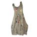 ANNA Women's Summer Casual Round Neck Dress Floral Print Sleeveless Mini Dress