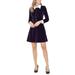 Allegra K Women's Velvet Long Sleeve Half Placket Fit and Flare Dress