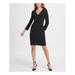 DKNY Womens Black Zippered Long Sleeve V Neck Above The Knee Sheath Party Dress Size 4