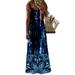 Women's Tie Dye Print Sexy Loose Dress Sleeveless Long Maxi Dress Elegant Party Club Floral Print V Neck Sundress Colorful Dress Spaghetti Strap Dress