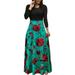 Women Boho Maxi Dress Summer Short Sleeve Shirt Dress Beach Sundress Ploka Dot Loose Casual Splicing Color Block Long Maxi Dresses