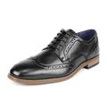 Bruno Marc Mens Fashion Oxford Shoes Lace up Wing Tip Dress Shoes Brogue Casual Shoes WILLIAM_2 BLACK Size 8