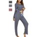 Spring Women's V-neck Loose Casual Knit Tops+Pants,2 Pcs Pajamas Set