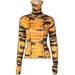 ZIYIXIN Women's Fall Shirt, Dye Printed Top, Retro Party Clothes High Neck Mask Warm Long Sleeve Wrapped Pullover