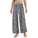 Avamo Plus Size Tartan Plaid Leopard Palazzo Harem Trousers for Women Floral High Waist Pajama Pants Soft Loose Baggy Wide Leg Pants Casual Lounge Pants