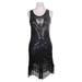 Western Fashion 2500-BLK-S Flapper Dress, Black - Small