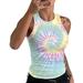 Women's Tie-Dyed Printed Round Neck I-Shaped Vest Sexy Summer Sleeveless Top