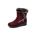 Wazshop Women Snow Boots Waterproof Mid-Calf Shoes Ladies Fur Lined Winter Warm Non-slip