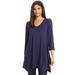 MOA COLLECTION Women's Women's Solid Casual Basic V-Neck 3/4 Sleeve Swing Tunic Dress Tops
