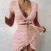 New Women's Floral Print Fashion Tie Up Wrap Mini Dress Ruffles Sundress Short Sleeve V Neck Elegant Party Dress
